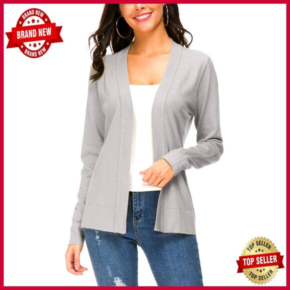 Sweaters - Long Sleeve Open Front Cardigan Sweater, Medium, Viscose Blend, Slim Fit